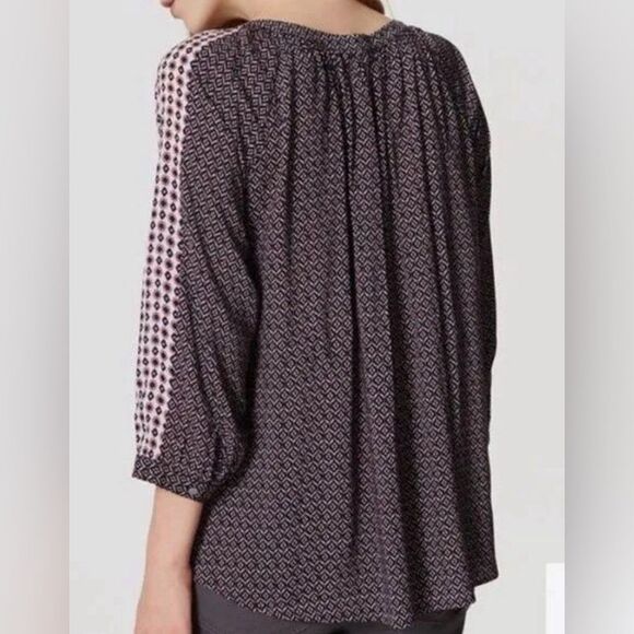 Ann Taylor Loft Mixed Geo Peasant 3/4 Sleeve Blouse Size Small - Picture 3 of 11